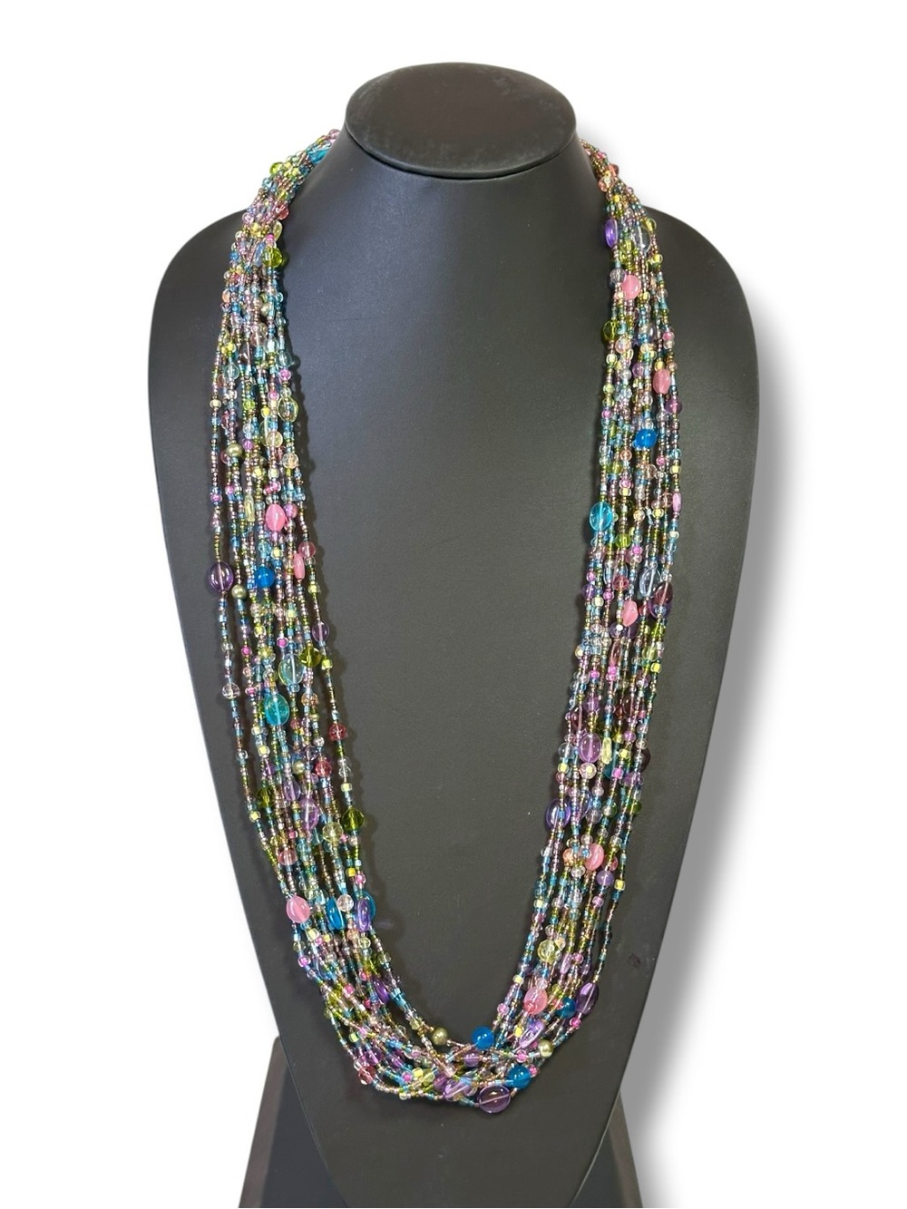 Joan Rivers Necklace Uranium Glass Pastel Czech Bead Statement Book Piece Long - Picture 4 of 14